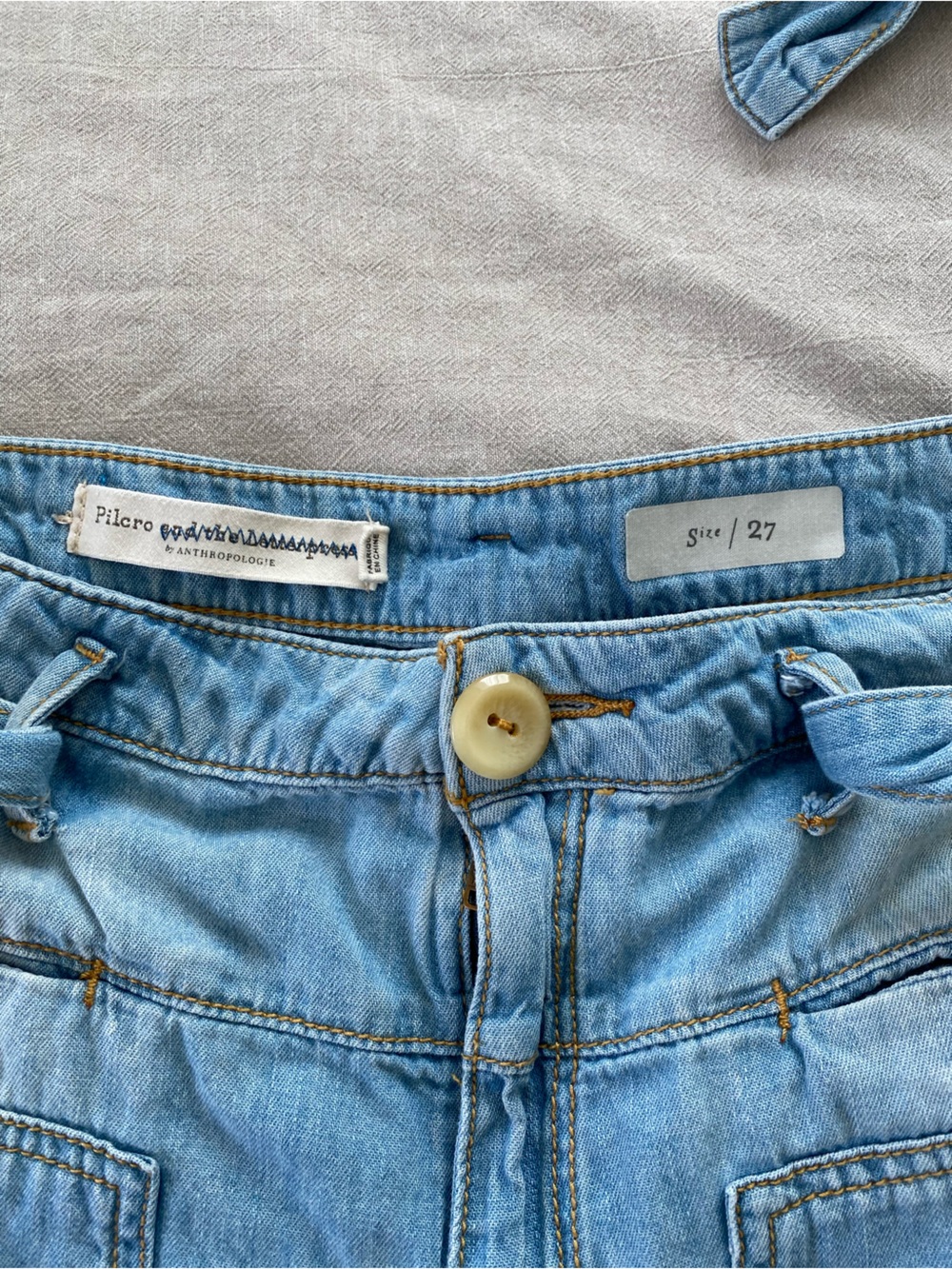 Anthropologie Pilcro Light Blue High Rise Wide-Leg Tie-Waist Jeans - Picture 11 of 15